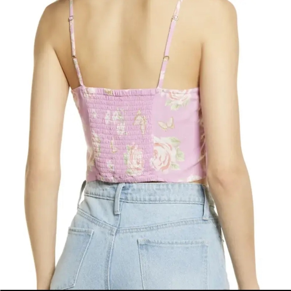 BP Tie Detail Crop Camisole in Purple Anna Floral - Picture 2 of 6
